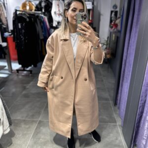 CAMEL KOL DÜĞMELİ UZUN KABAN