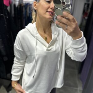 BEYAZ KAPŞONLU SWEAT