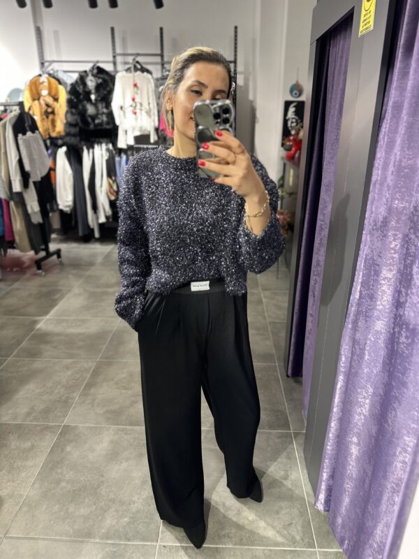 GRİ SİMLİ CROP KAZAK - Görsel 9