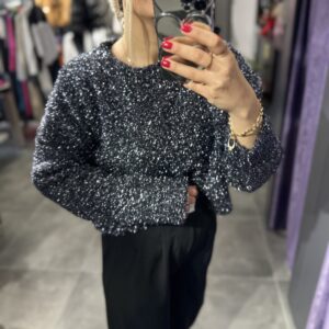 GRİ SİMLİ CROP KAZAK