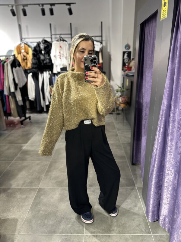 GOLD SİMLİ CROP KAZAK - Görsel 2