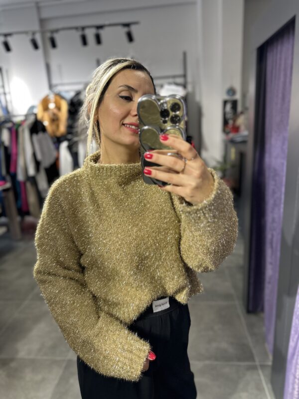 GOLD SİMLİ CROP KAZAK