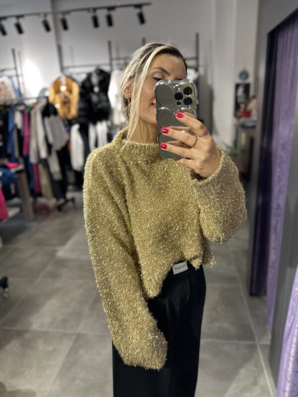 GOLD SİMLİ CROP KAZAK - Görsel 3