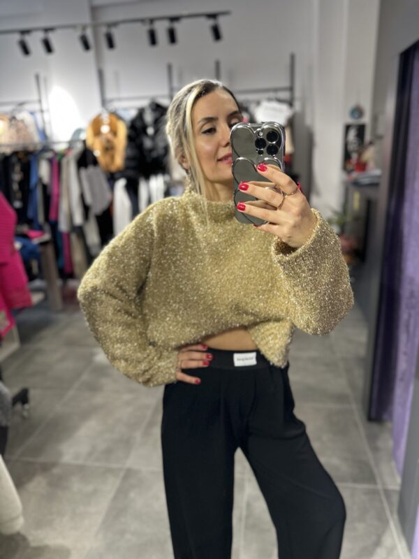 GOLD SİMLİ CROP KAZAK - Görsel 5