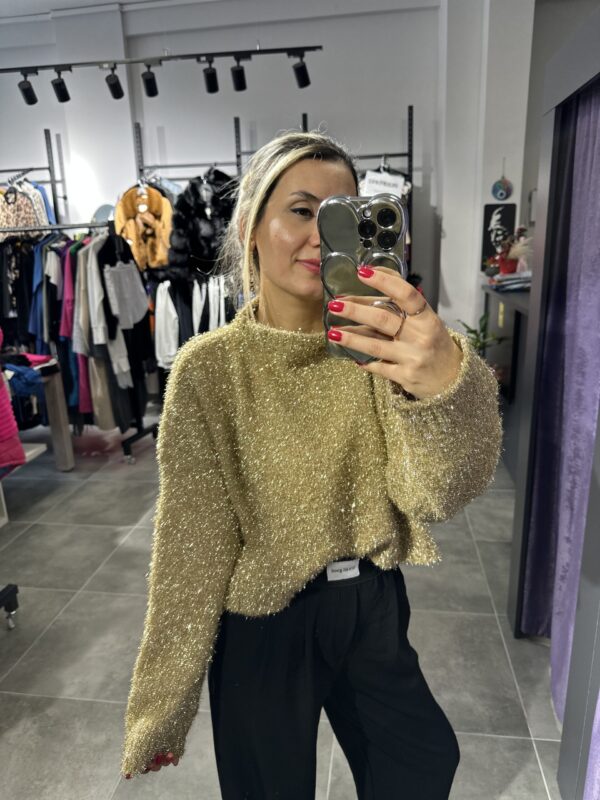 GOLD SİMLİ CROP KAZAK - Görsel 4