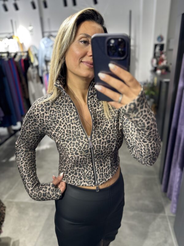 LEOPAR FERMUARLI UZN. KOL. KISA SWEAT - Görsel 5