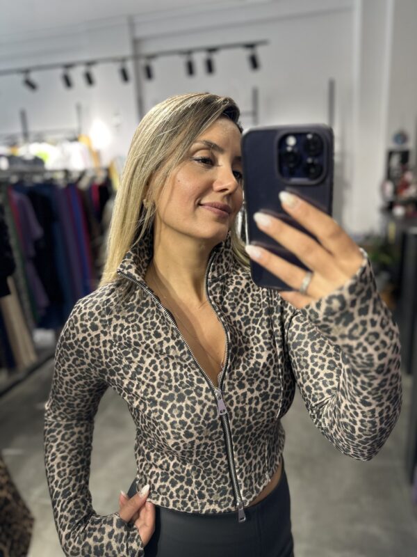 LEOPAR FERMUARLI UZN. KOL. KISA SWEAT - Görsel 8