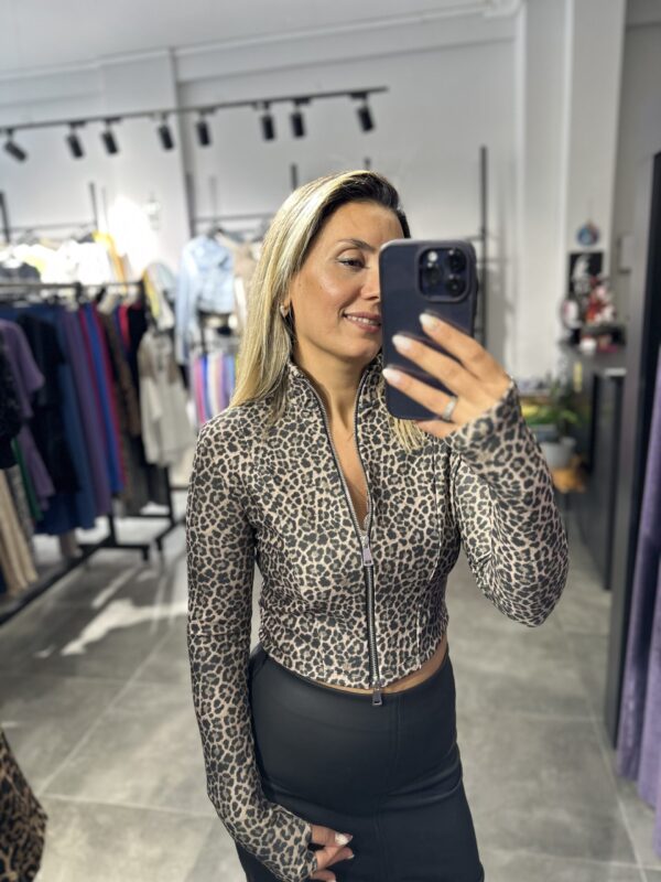 LEOPAR FERMUARLI UZN. KOL. KISA SWEAT - Görsel 7