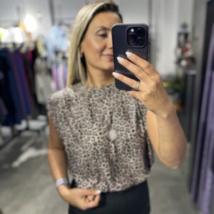 LEOPAR KOLSUZ ALT LASTİKLİ BLUZ