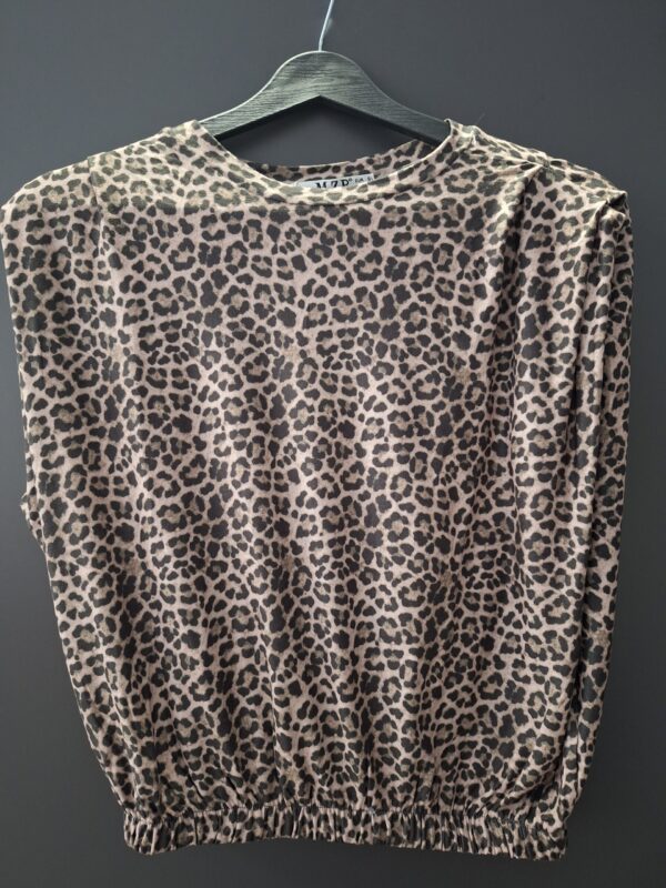 LEOPAR KOLSUZ ALT LASTİKLİ BLUZ - Görsel 6
