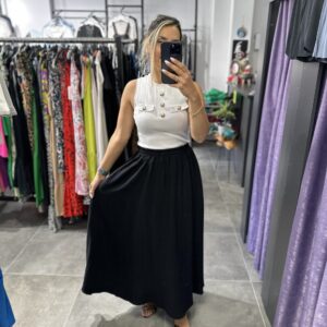 SİYAH KETEN ETEK