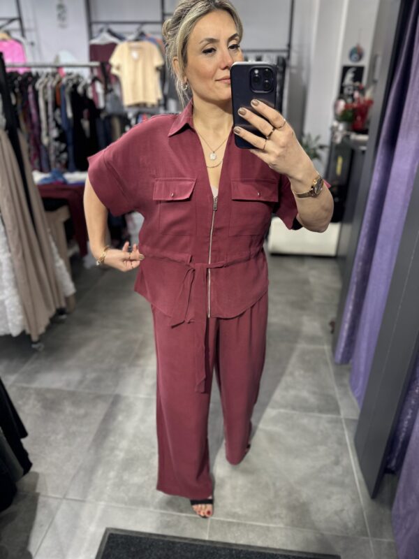 BORDO BEL BÜZGÜLÜ CEKET PNT TAKIM - Görsel 2