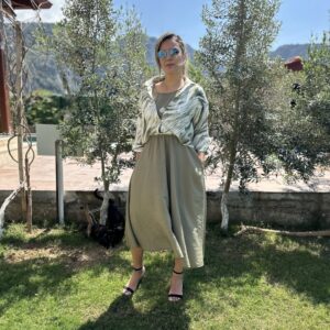 YEŞİL ZEBRA GÖMLEK ELBİSE