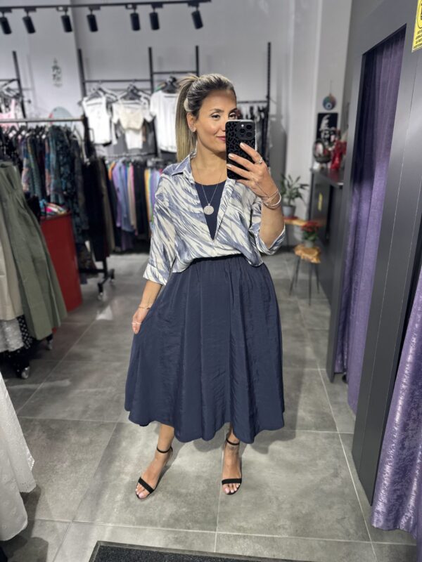 LACİVERT ZEBRA GÖMLEK ELBİSE - Görsel 6