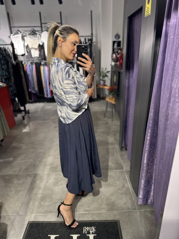 LACİVERT ZEBRA GÖMLEK ELBİSE - Görsel 5