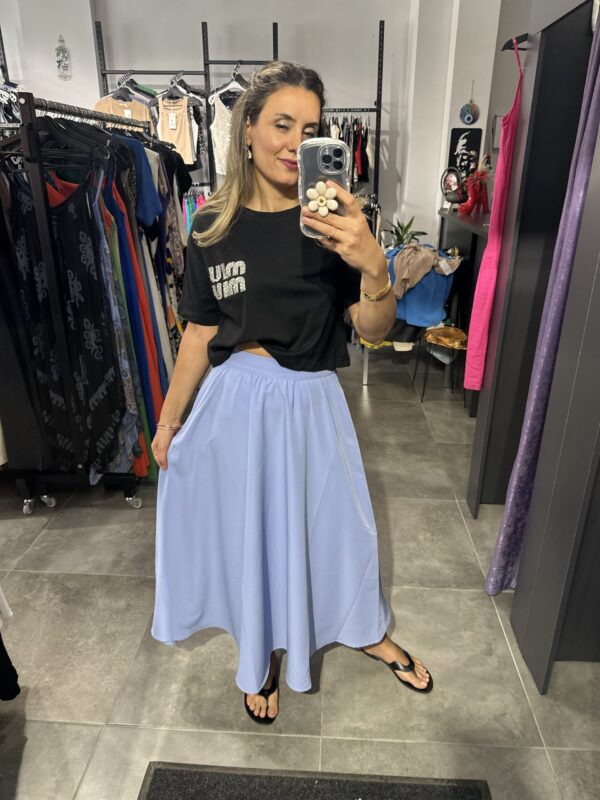 LİLA BELİ LASTİKLİ KLOŞ ETEK - Görsel 4