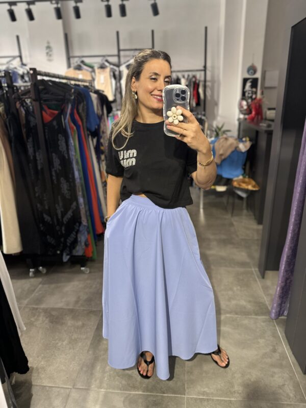 LİLA BELİ LASTİKLİ KLOŞ ETEK - Görsel 3