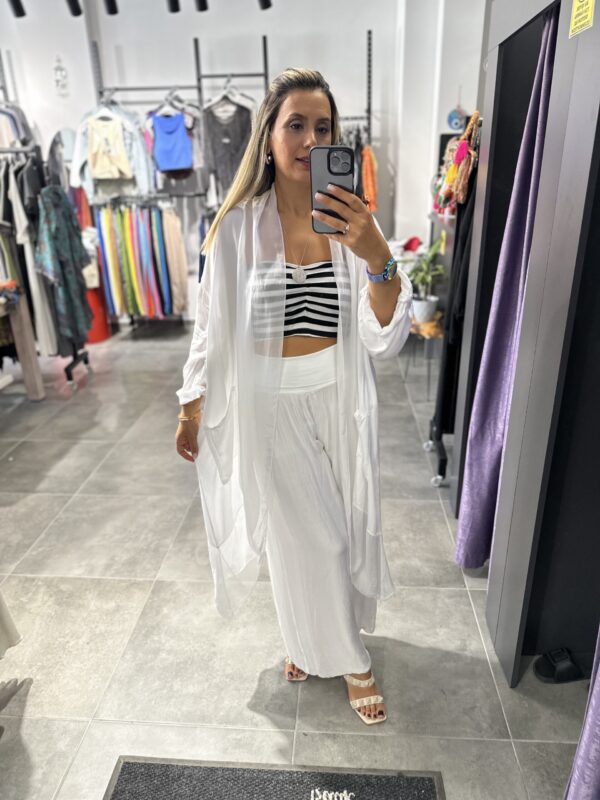 BEYAZ İPEK TÜLLÜ KAFTAN - Görsel 6