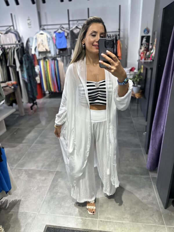 BEYAZ İPEK TÜLLÜ KAFTAN - Görsel 4