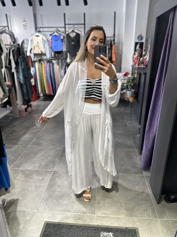 BEYAZ İPEK TÜLLÜ KAFTAN - Görsel 5