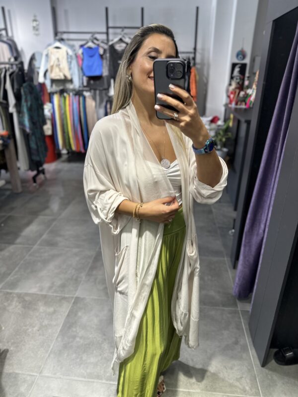 BEJ İPEK TÜLLÜ KAFTAN - Görsel 2