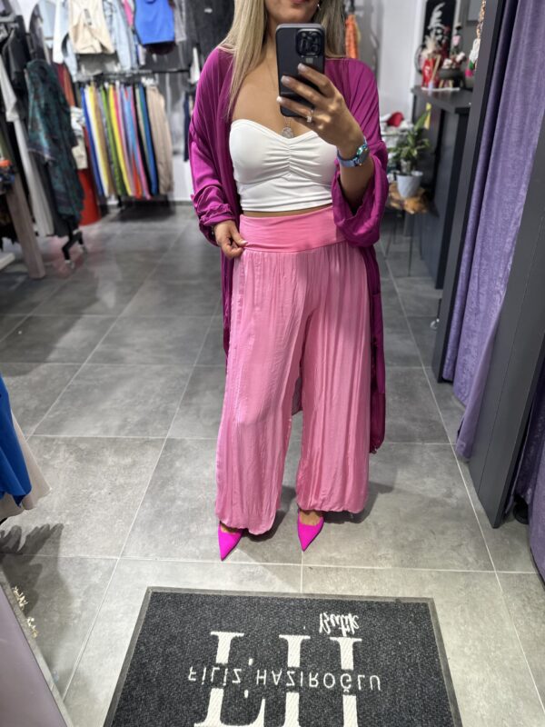 PEMBE İPEK TÜLLÜ PANTOLON - Görsel 2