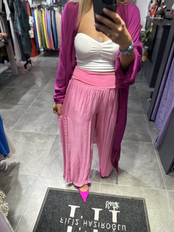 PEMBE İPEK TÜLLÜ PANTOLON - Görsel 3