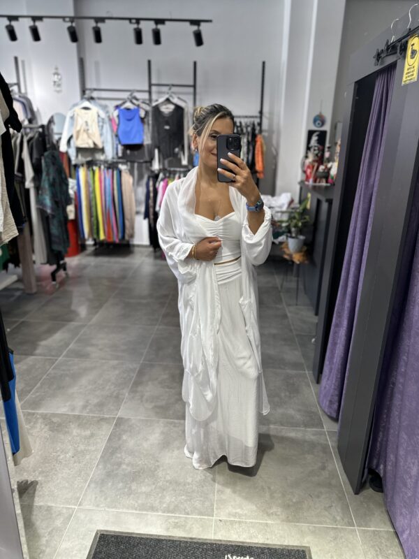 BEYAZ İPEK TÜLLÜ KAFTAN - Görsel 3