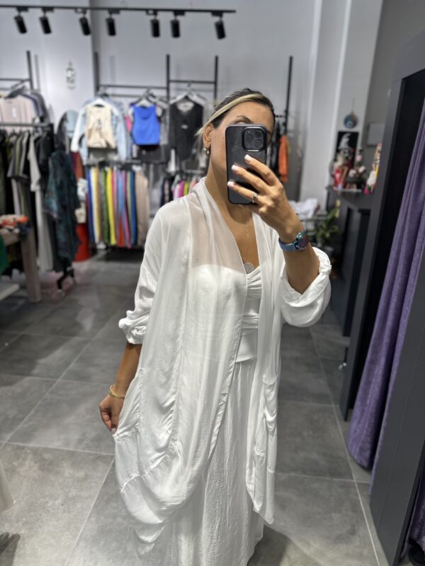 BEYAZ İPEK TÜLLÜ KAFTAN - Görsel 2