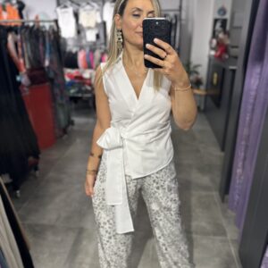 KREM SATEN LEOPAR DESEN PALAZZO