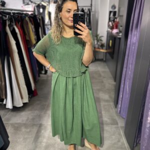 YEŞİL KETEN ELBİSE