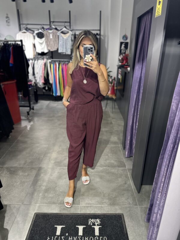 BORDO TENSEL PANTOLON BLUZ TAKIM - Görsel 6