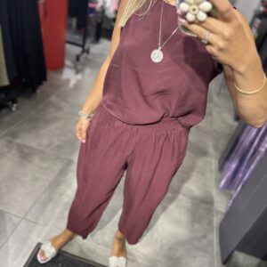 BORDO TENSEL PANTOLON BLUZ TAKIM