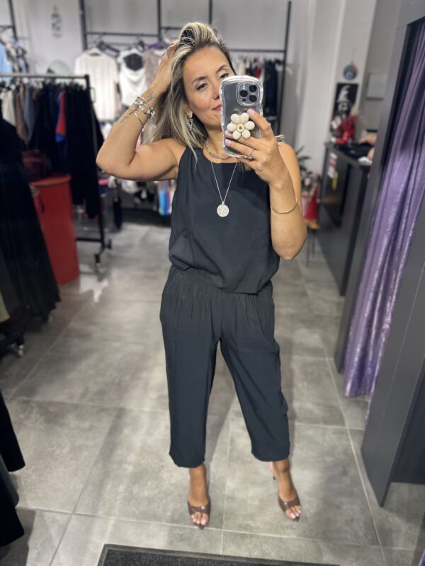 SİYAH TENSEL PANTOLON BLUZ TAKIM - Görsel 3