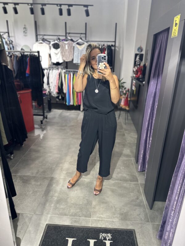 SİYAH TENSEL PANTOLON BLUZ TAKIM - Görsel 5