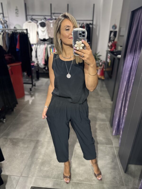 SİYAH TENSEL PANTOLON BLUZ TAKIM - Görsel 2