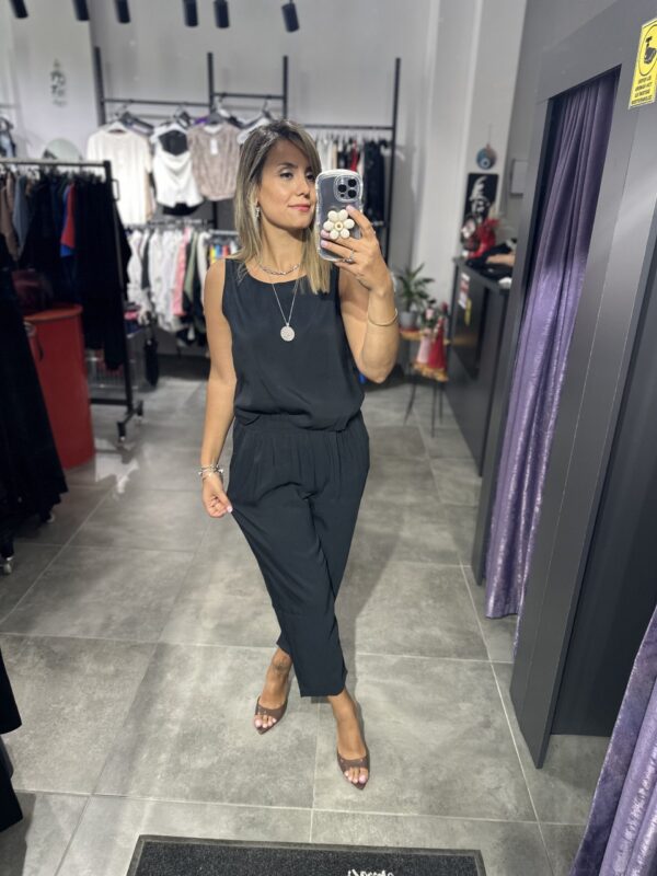 SİYAH TENSEL PANTOLON BLUZ TAKIM - Görsel 4