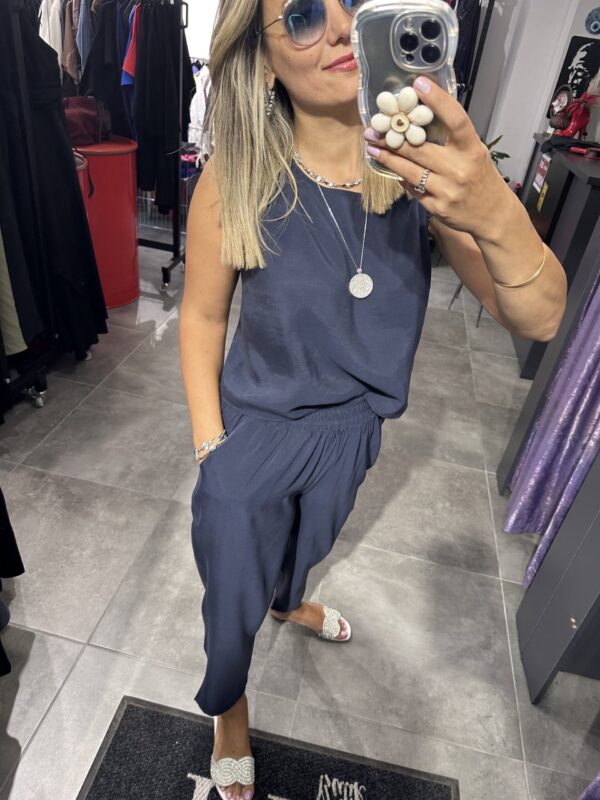 LACİVERT TENSEL PANTOLON BLUZ TAKIM - Görsel 2