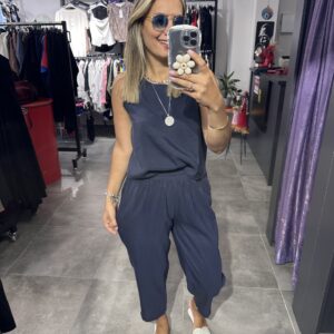 LACİVERT TENSEL PANTOLON BLUZ TAKIM