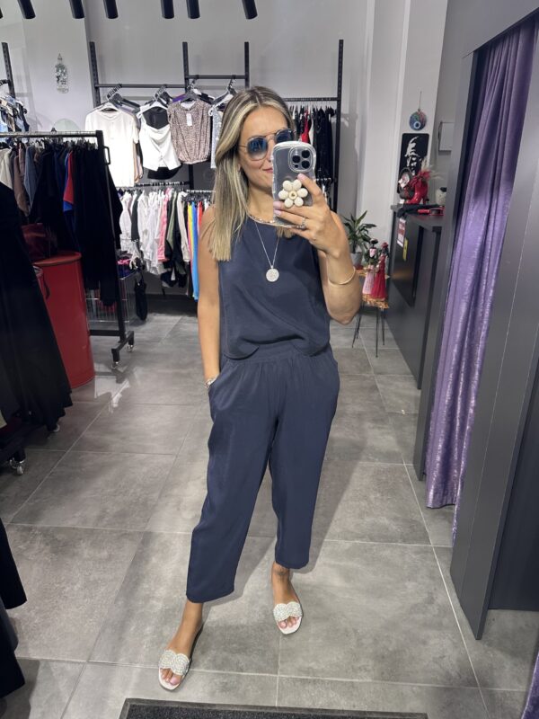 LACİVERT TENSEL PANTOLON BLUZ TAKIM - Görsel 4