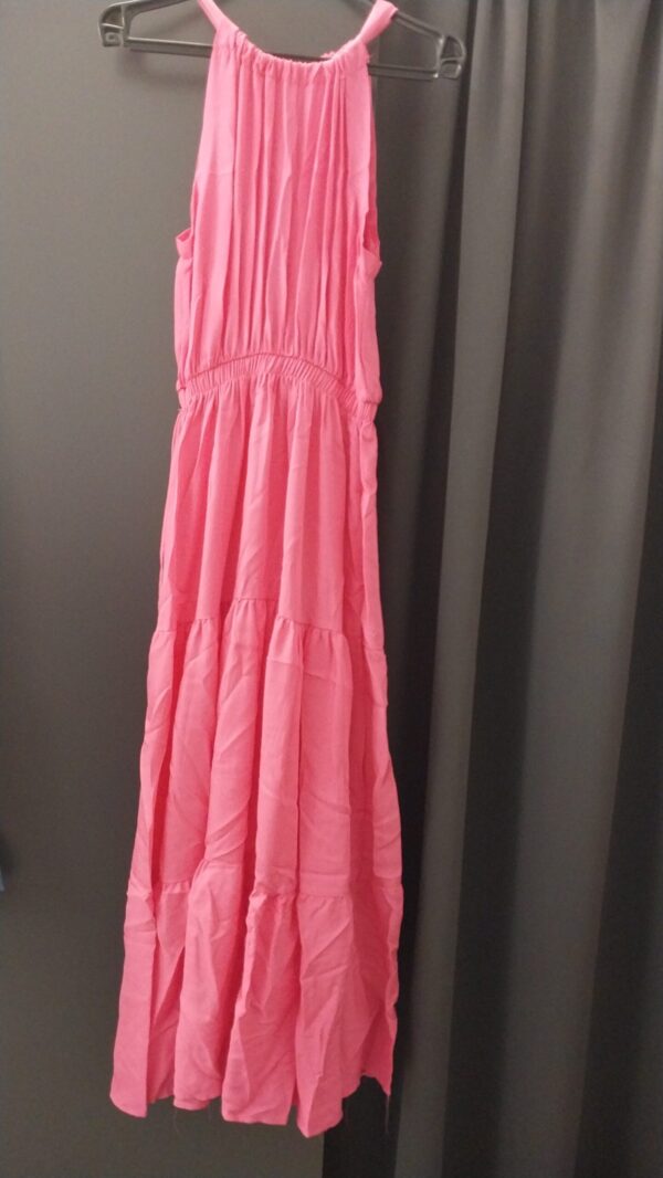 PEMBE HALTER YAKA UZUN ELBİSE - Görsel 5